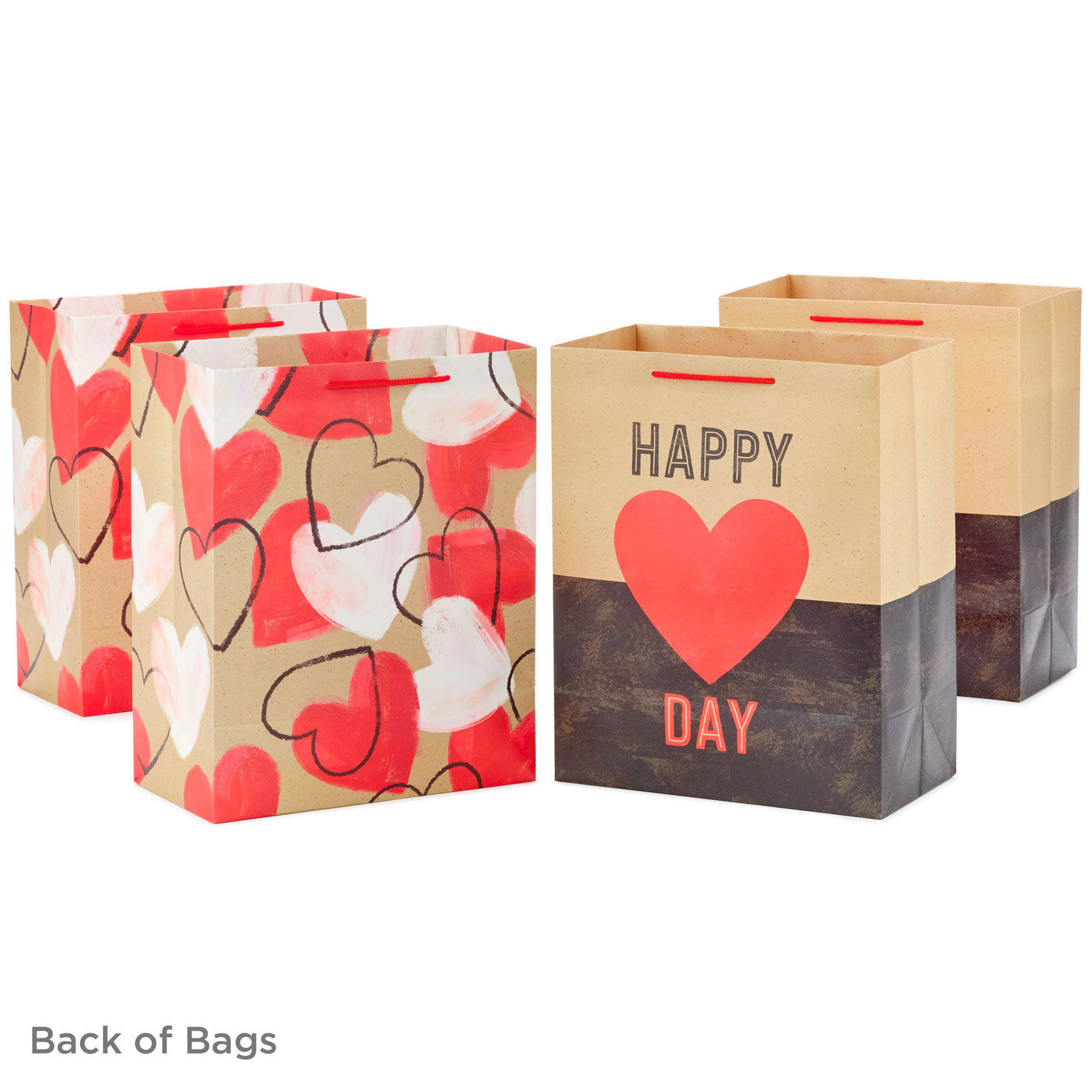 13" Happy Heart Day and Painted Hearts 4-Pack Large Valentine's Day Gift Bags for only USD 10.49 | Hallmark