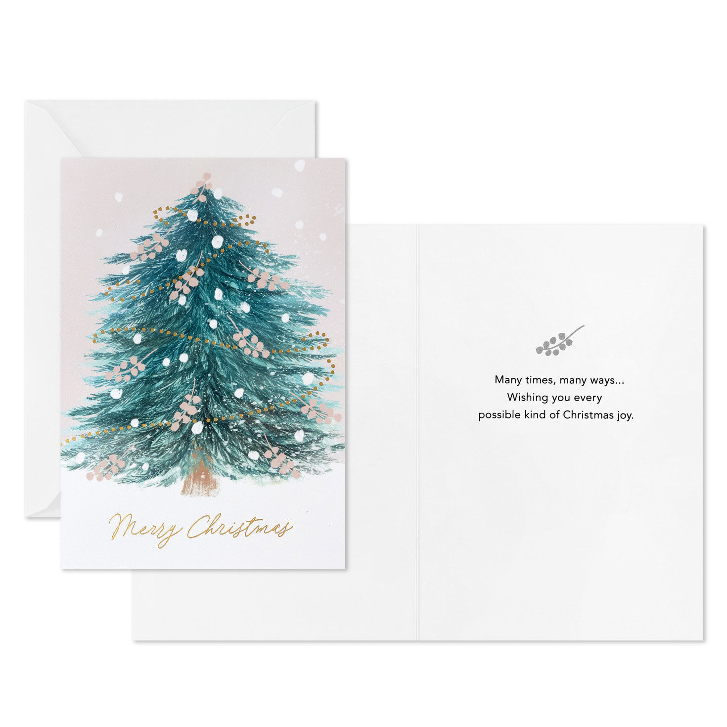 Artistic Tree Boxed Christmas Card Pack Card Front with Sentiment image number 3