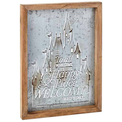 Disney Castle Happy Place Wood and Metal Quote Sign, 8.75x12, 