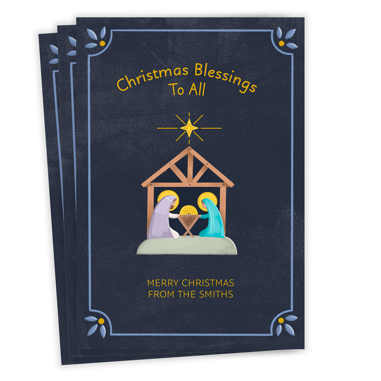 Blessing to All Nativity Religious Flat Christmas Photo Card