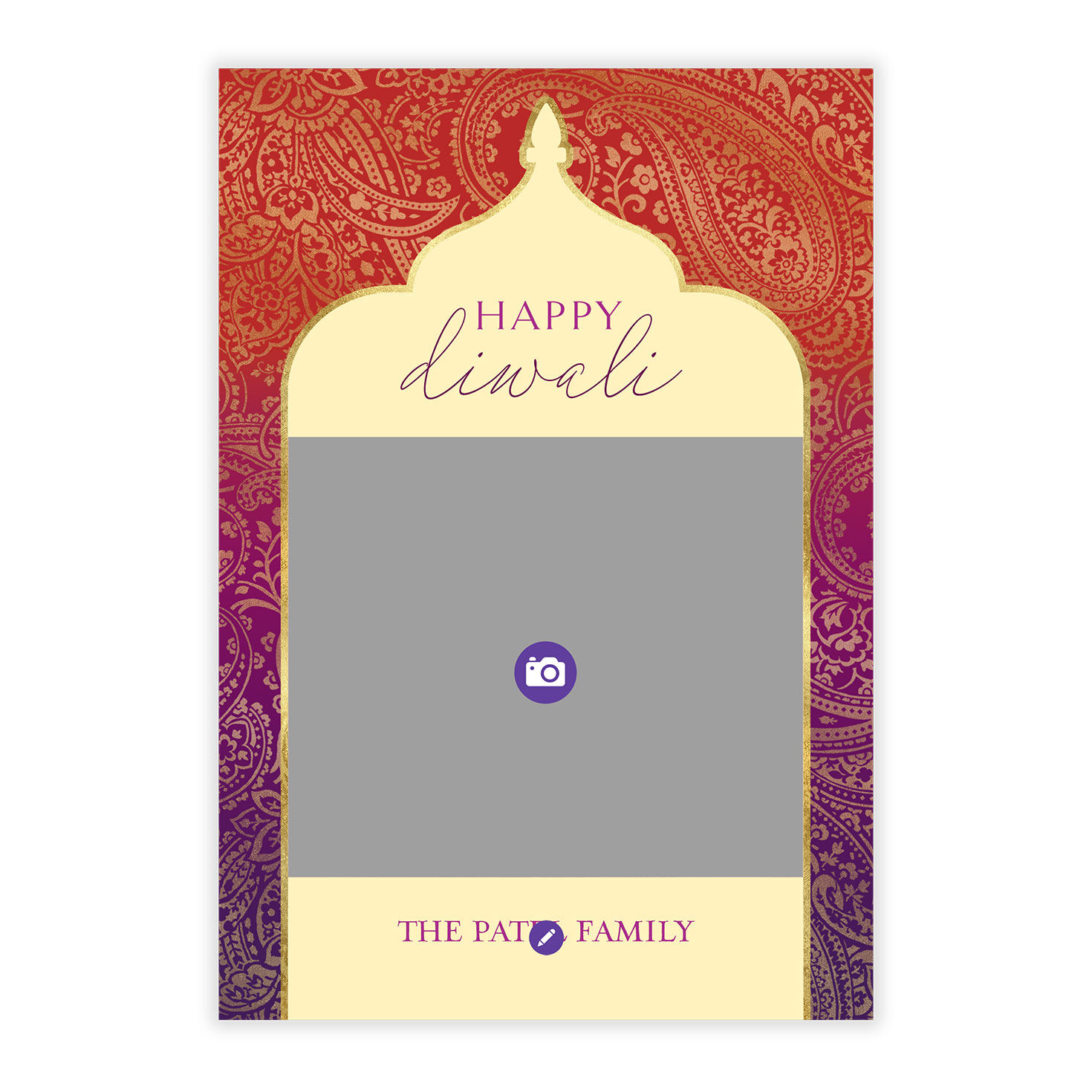 Paisley Ombre Flat Diwali Photo Card, , large image number 5