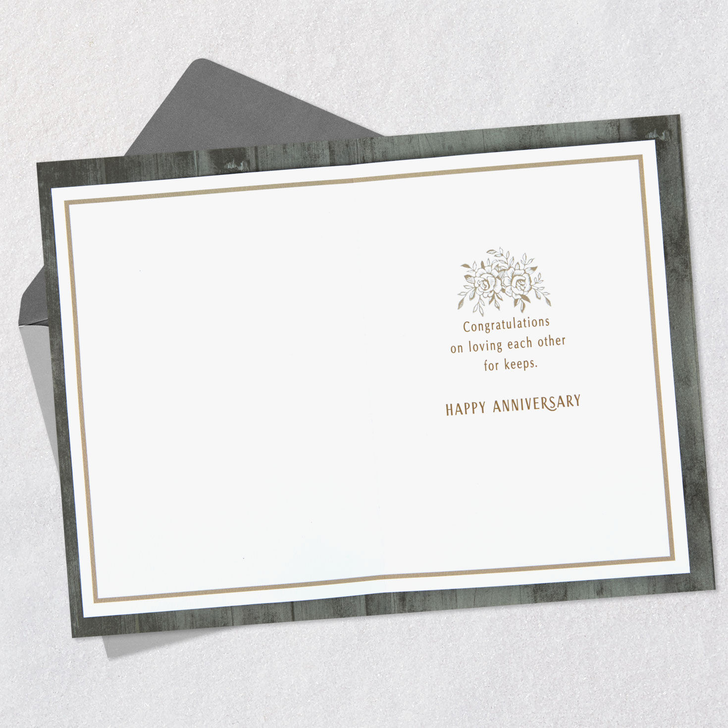 Rustic Wood and Twine Anniversary Card for Couple Open card with envelope image number 3