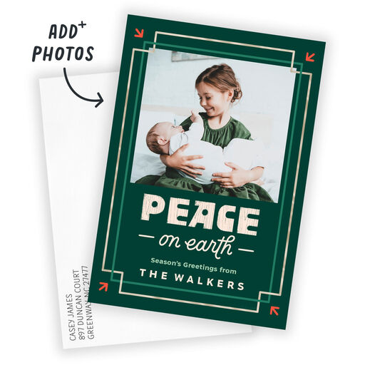 Peace on Earth Flat Christmas Photo Card, 