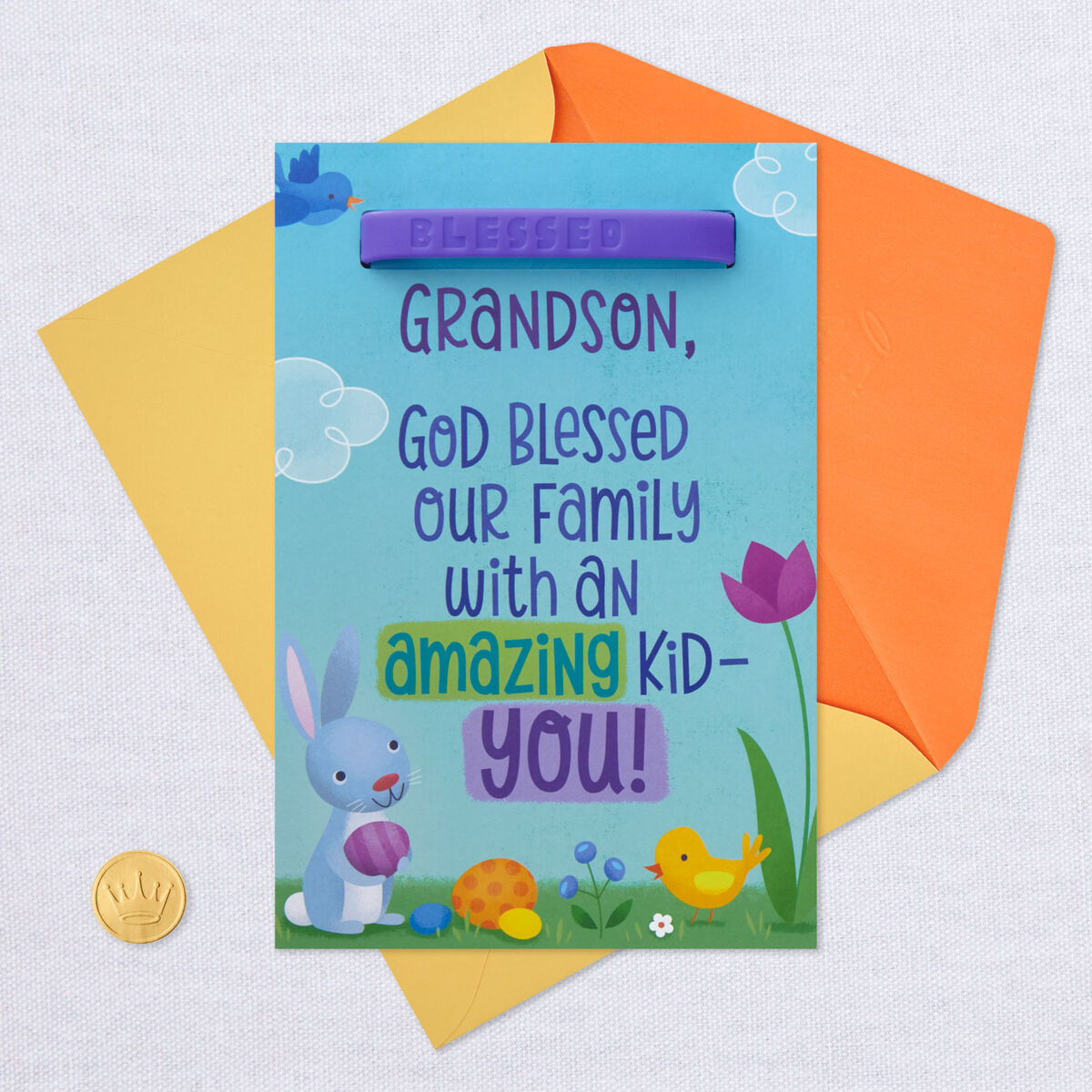 Amazing You Easter Card for Grandson With Removable Bracelet Greeting