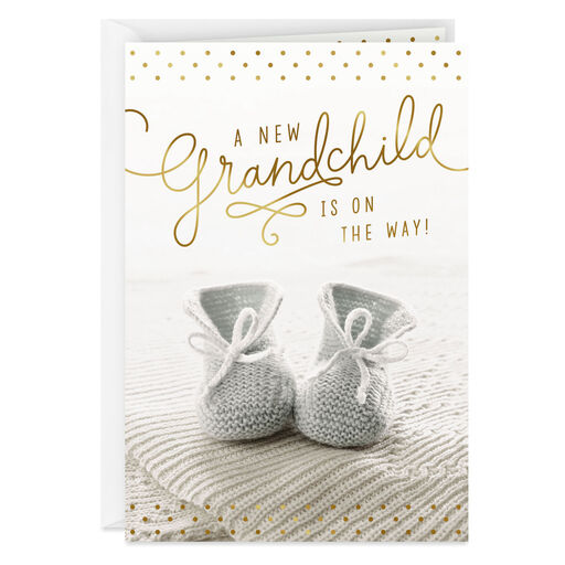 Knit Booties New Baby Card for Grandparents, 