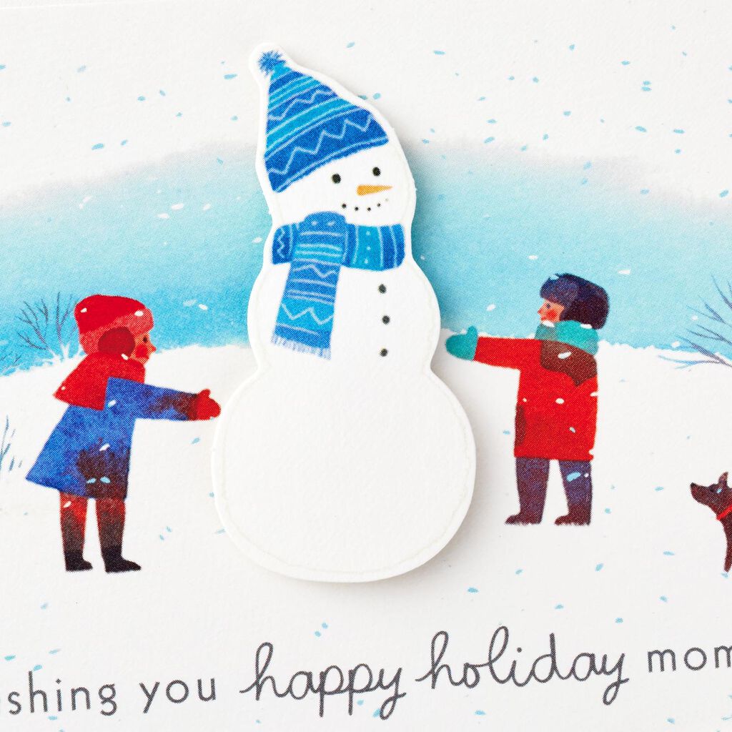 Snowman On Sled Happy Holiday Moments Mini Pop Up Christmas Card
