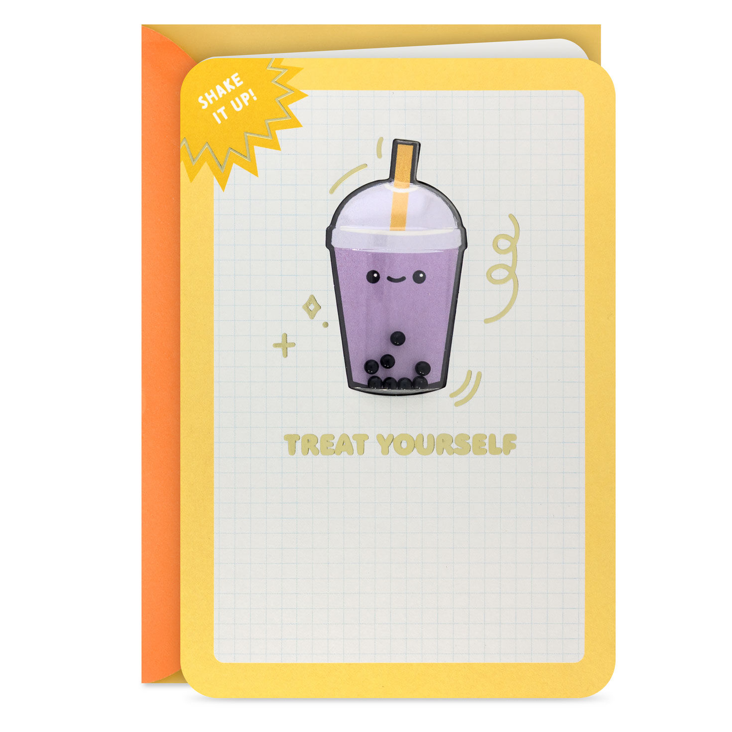 Treat Yourself Boba Tea Confetti Shaker Birthday Card