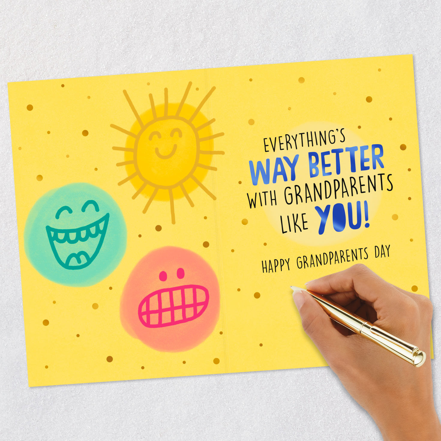 Sun and Silly Faces Grandparents Day Card From Kids Signing card image number 6