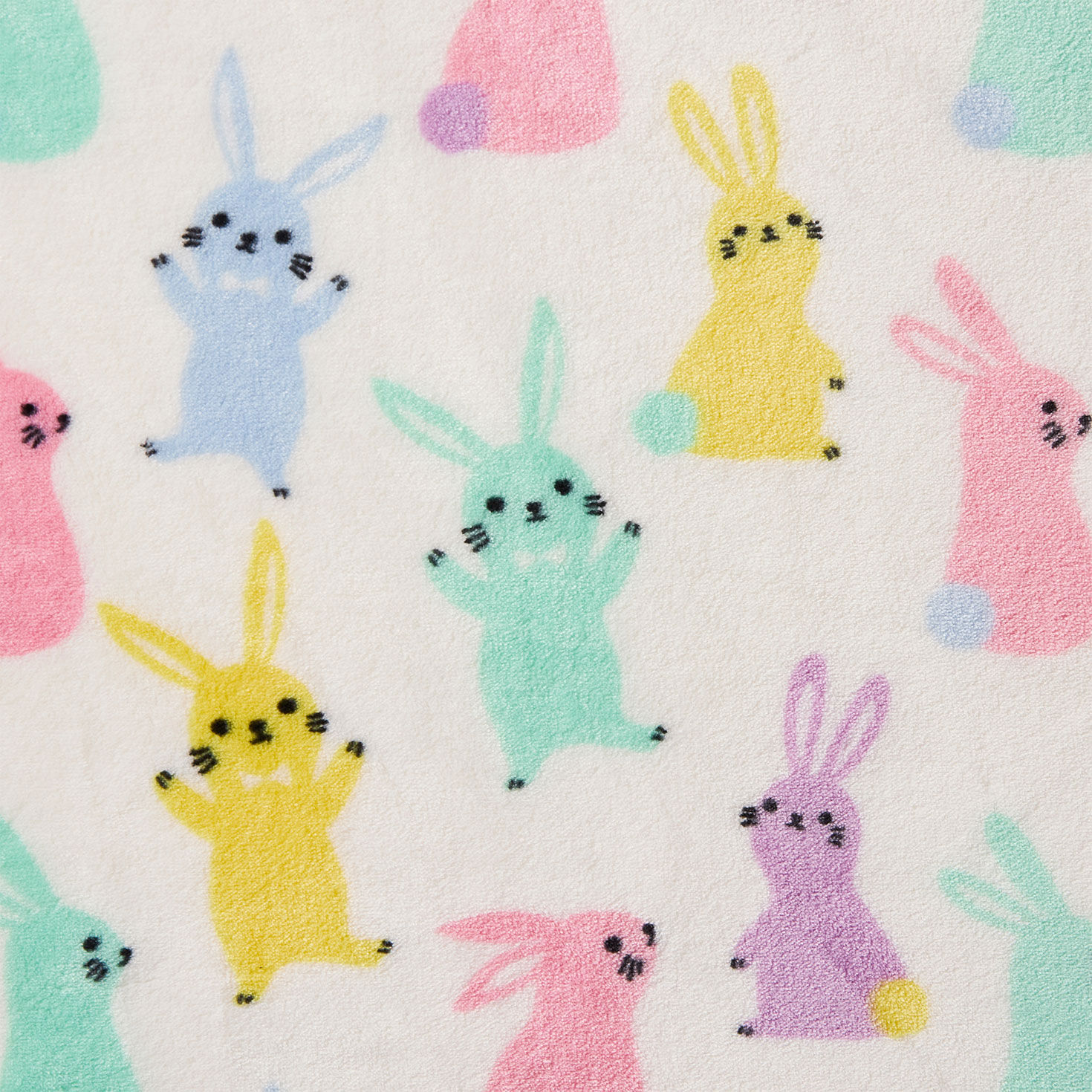 Pastel Bunnies Plush Fleece Throw Blanket upcloase view image number 4