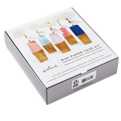Mini Paper Vase Kit, Pack of 5 With Water Vials and Leaf Tags, 