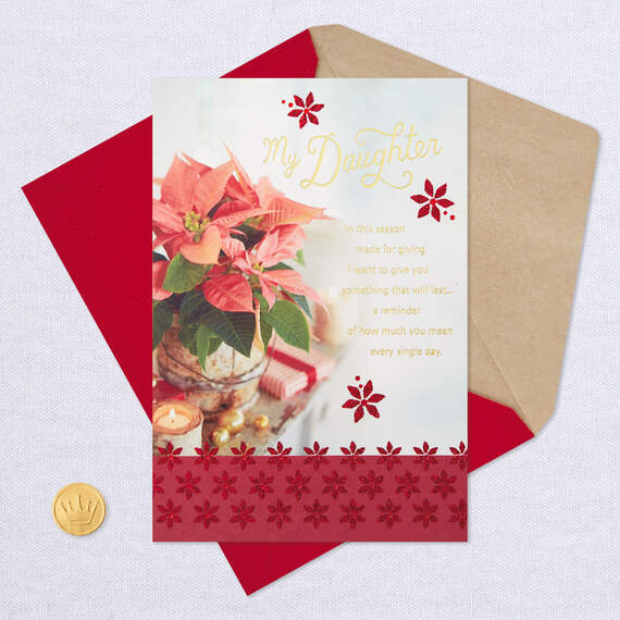 Poinsettia Flowers Christmas Card for Daughter, , large image number 5