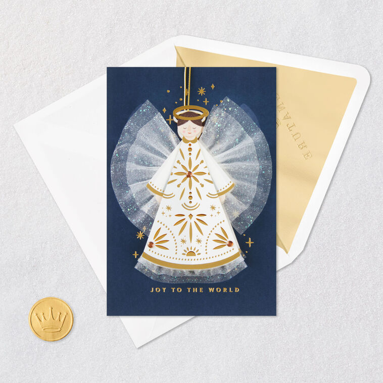 Joy to the World Christmas Card With Angel Ornament, , large image number 6