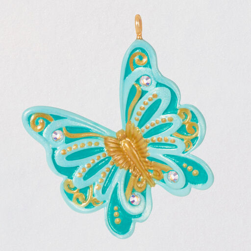 Mini Bitty Blue Butterfly Ornament, 1.2", 