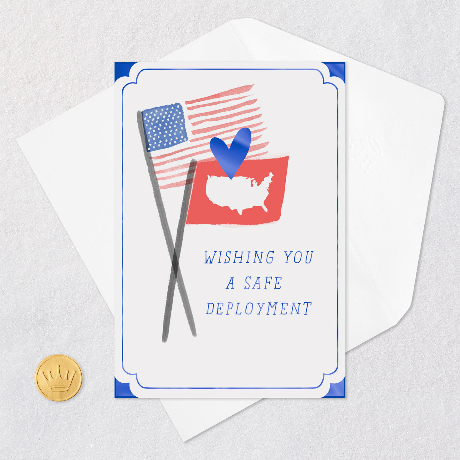 American Flags Military Deployment Card Card Front with Envelope and Gold Seal image number 5