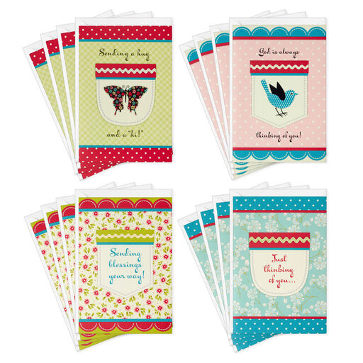 Stitched Pockets Religious Boxed Thinking of You Cards Assortment, Pack of 12, 