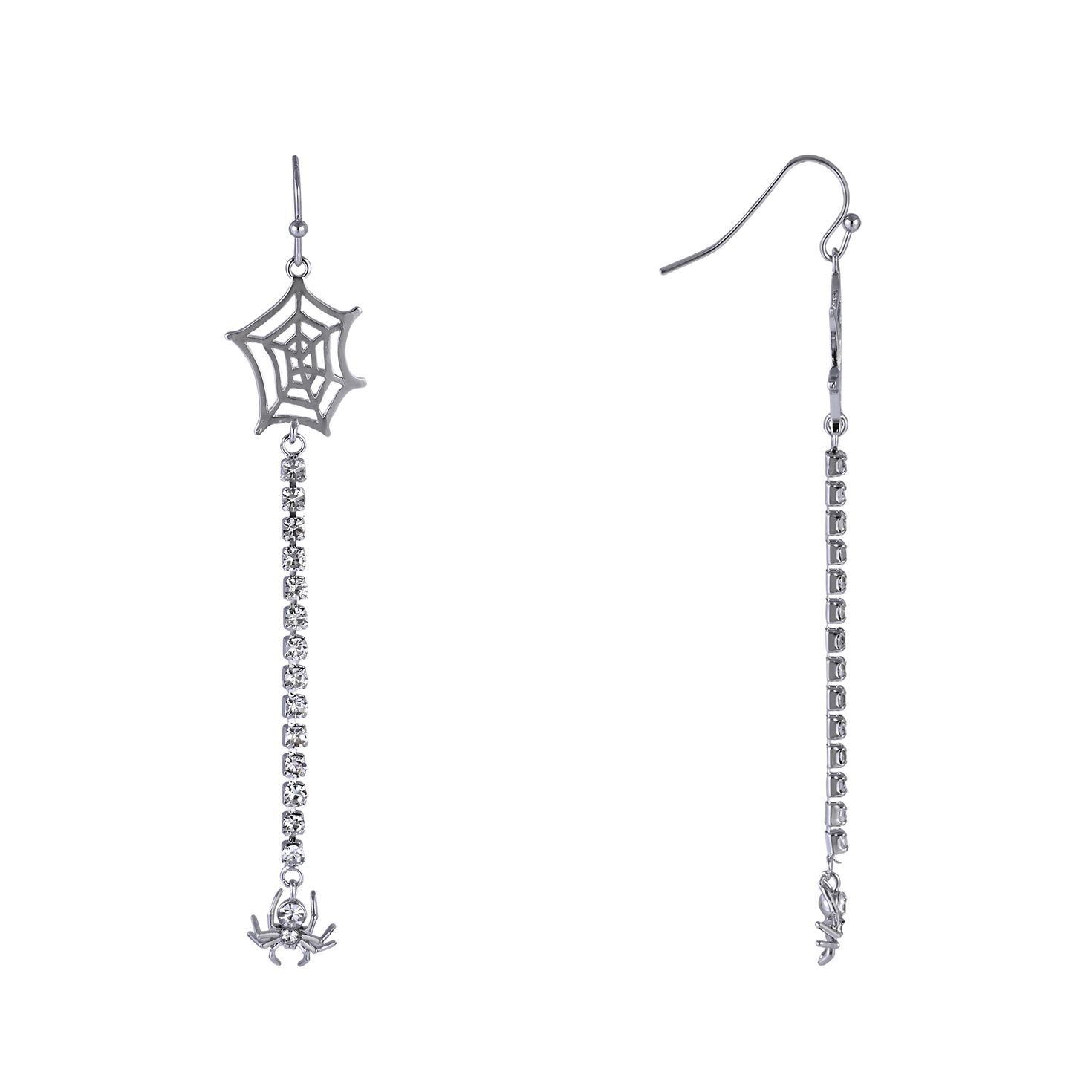 Spider and Web Linear Earrings front and side image number 2