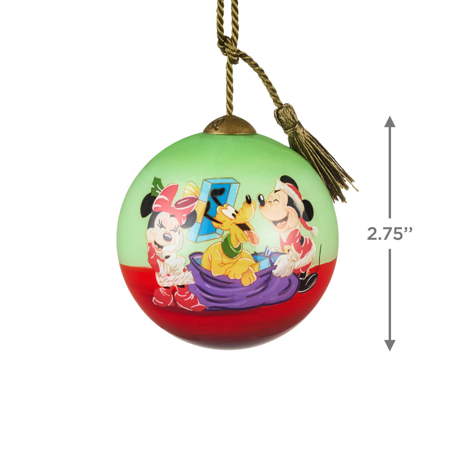 Mickey Minnie Ne'Qwa Art Glass Christmas Ornament measurement image number 3
