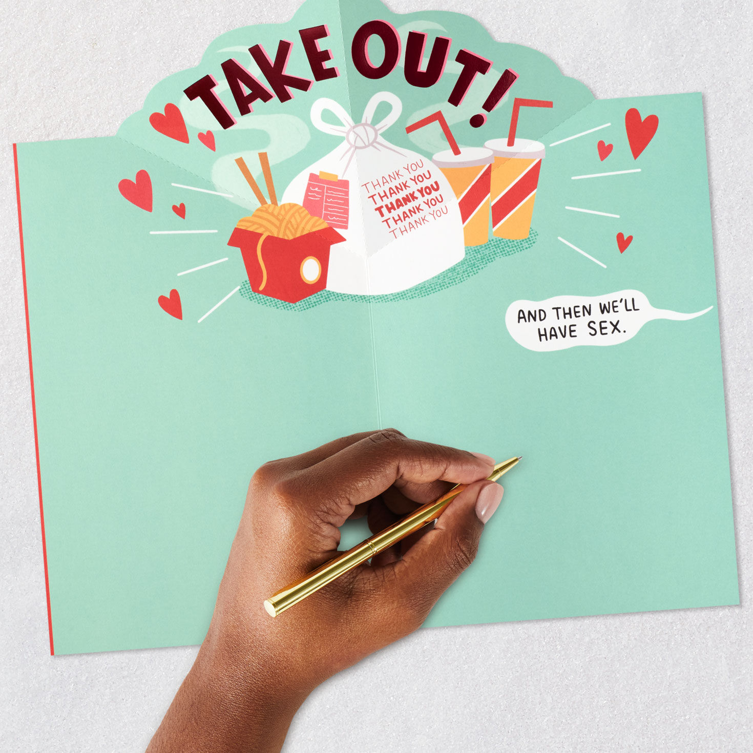 Chinese Takeout and Steamy Sex Valentines Day Card Signing card image number 7
