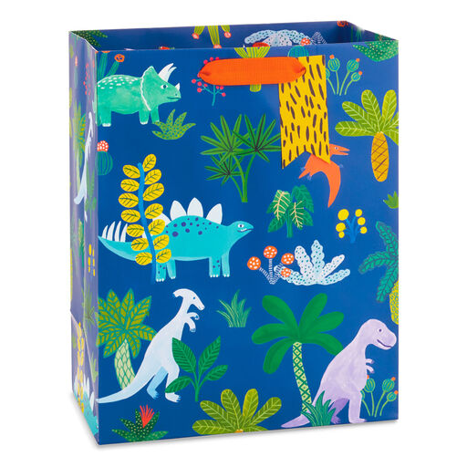 9.6" Colorful Dinosaurs Medium Gift Bag, 