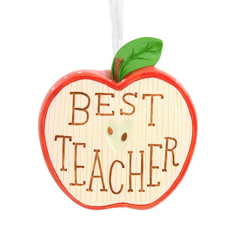 Best Teacher Apple Hallmark Ornament, , large