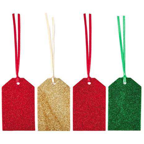 Glittery Christmas Gift Tags With Ribbons, Pack of 12, , large