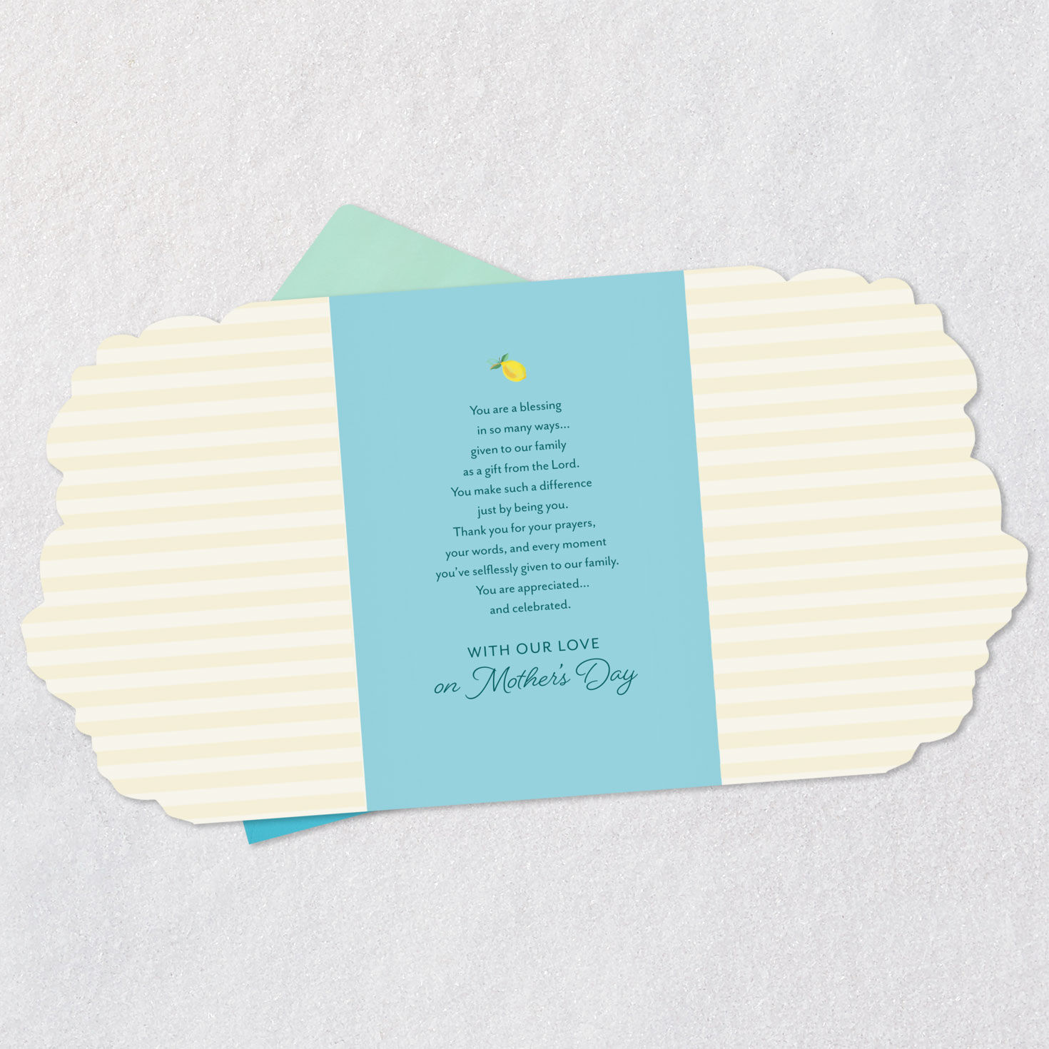 Lemons and Flowers Religious Mother's Day Card for Mom Open card with envelope image number 5