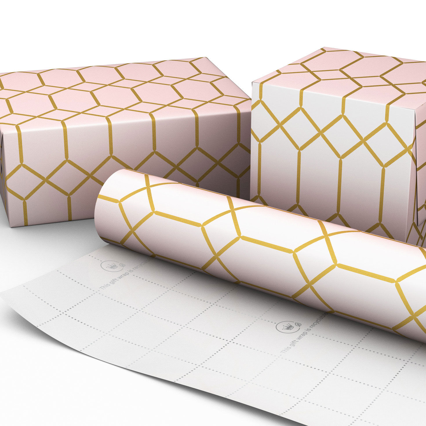 Gold Geometric on Pink Jumbo Wrapping Paper, 54 sq. ft. for only USD 9.99 | Hallmark