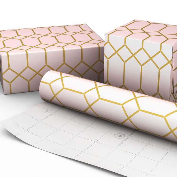 Gold Geometric on Pink Jumbo Wrapping Paper, 54 sq. ft., , large image number 2