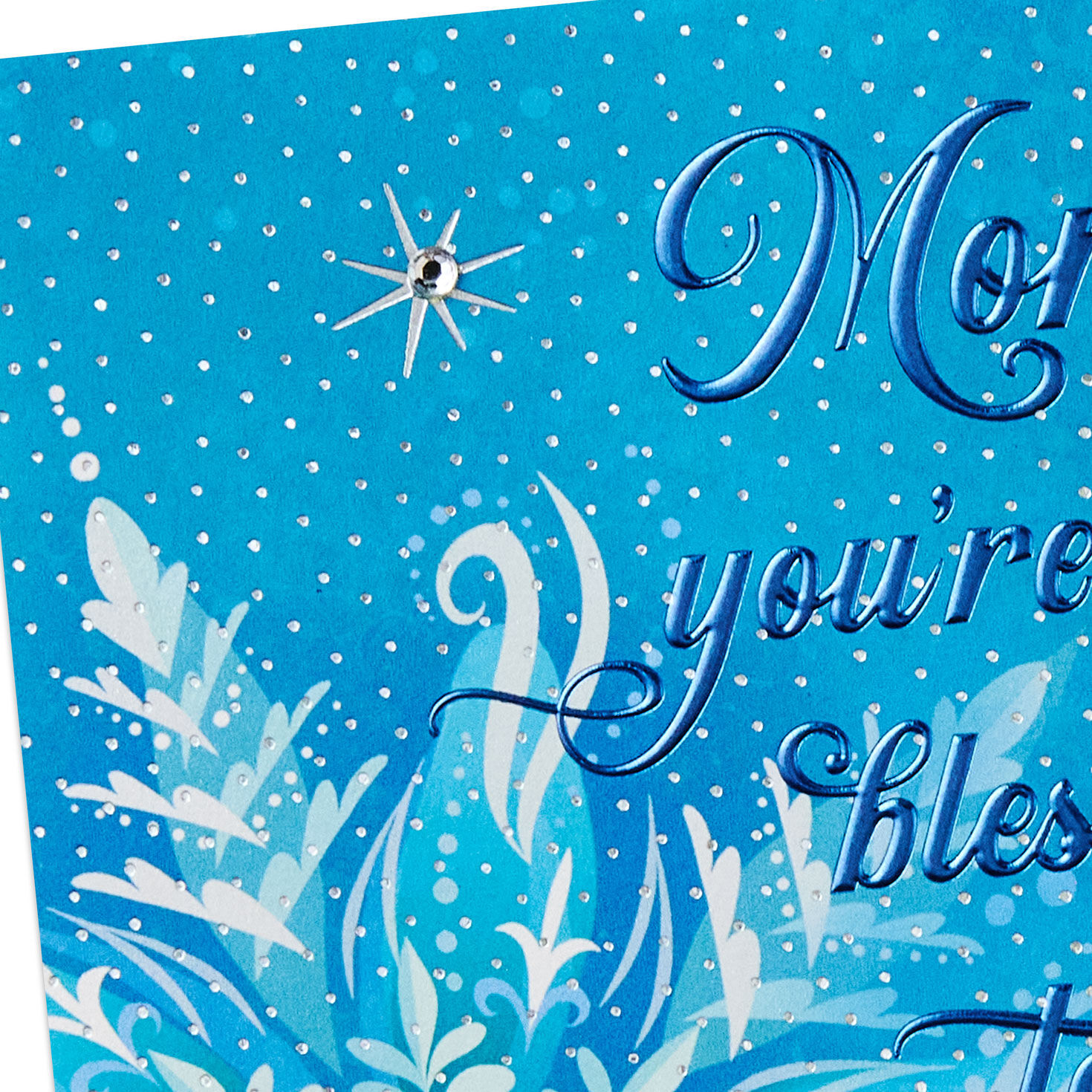 Blue Snowflake Christmas Card for Mom from Family Card Front Detail image number 5