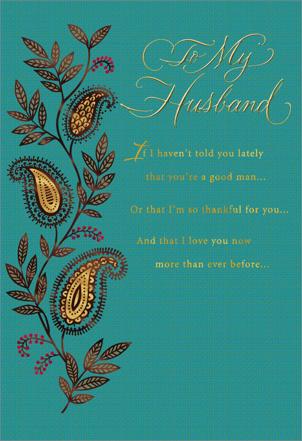 Paisley Vine Birthday Card for Husband