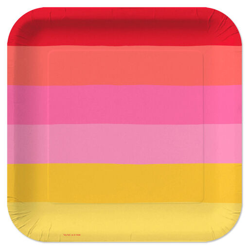 Warm Ombré Stripe Square Dinner Plates, Set of 8, 