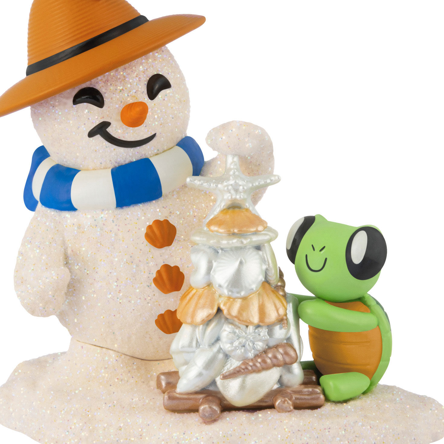 Sand Snowman Turtle Shell Tree Keepsake Ornament closeup view image number 5