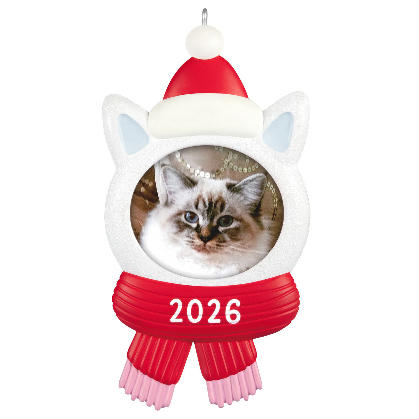 Snow Cat 2026 Photo Frame Ornament