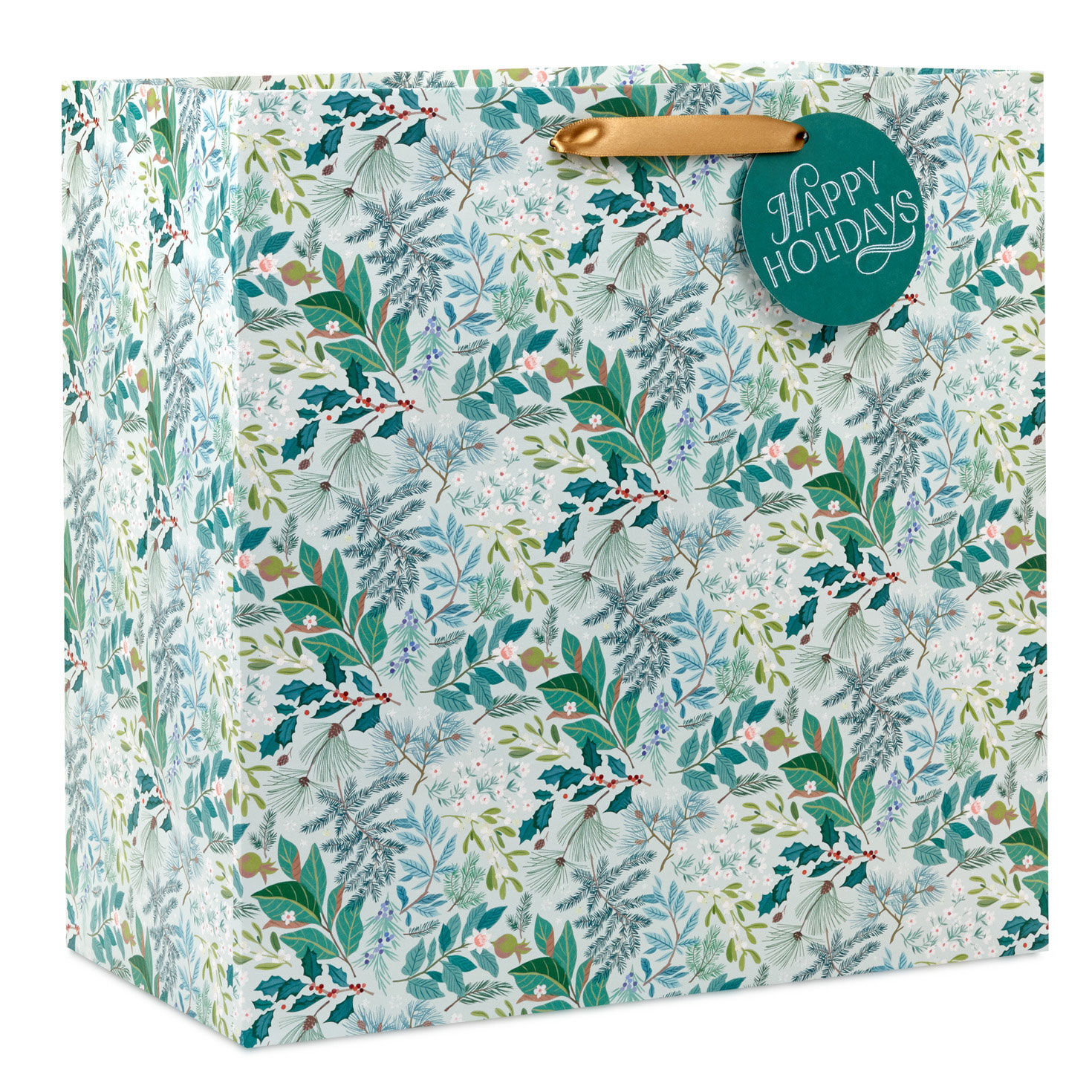 15" Winter Botanicals on Light Sage Extra-Deep Holiday Gift Bag for only USD 5.99 | Hallmark