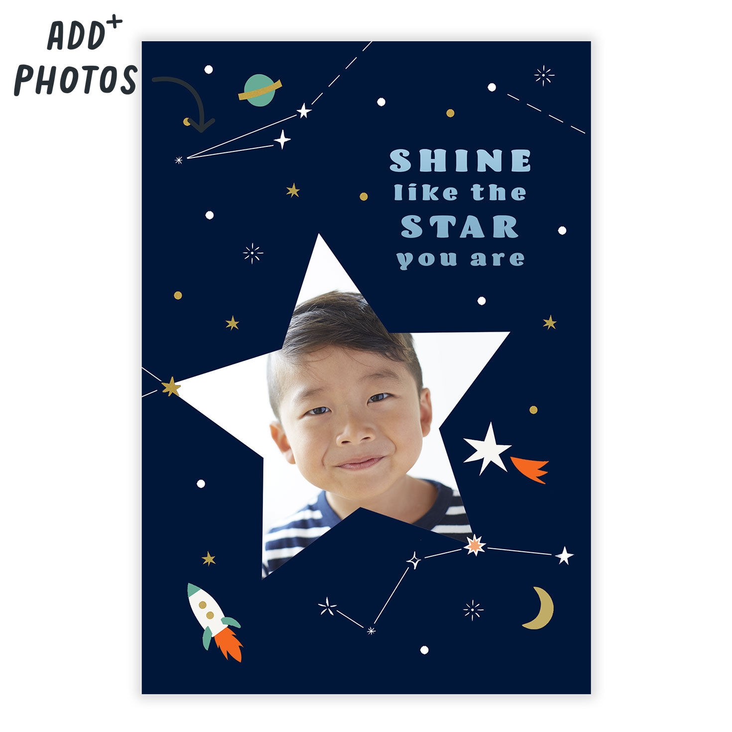 Space Icons Star Photo Personalized Everyday Card Card Front indicating personalization image number 2