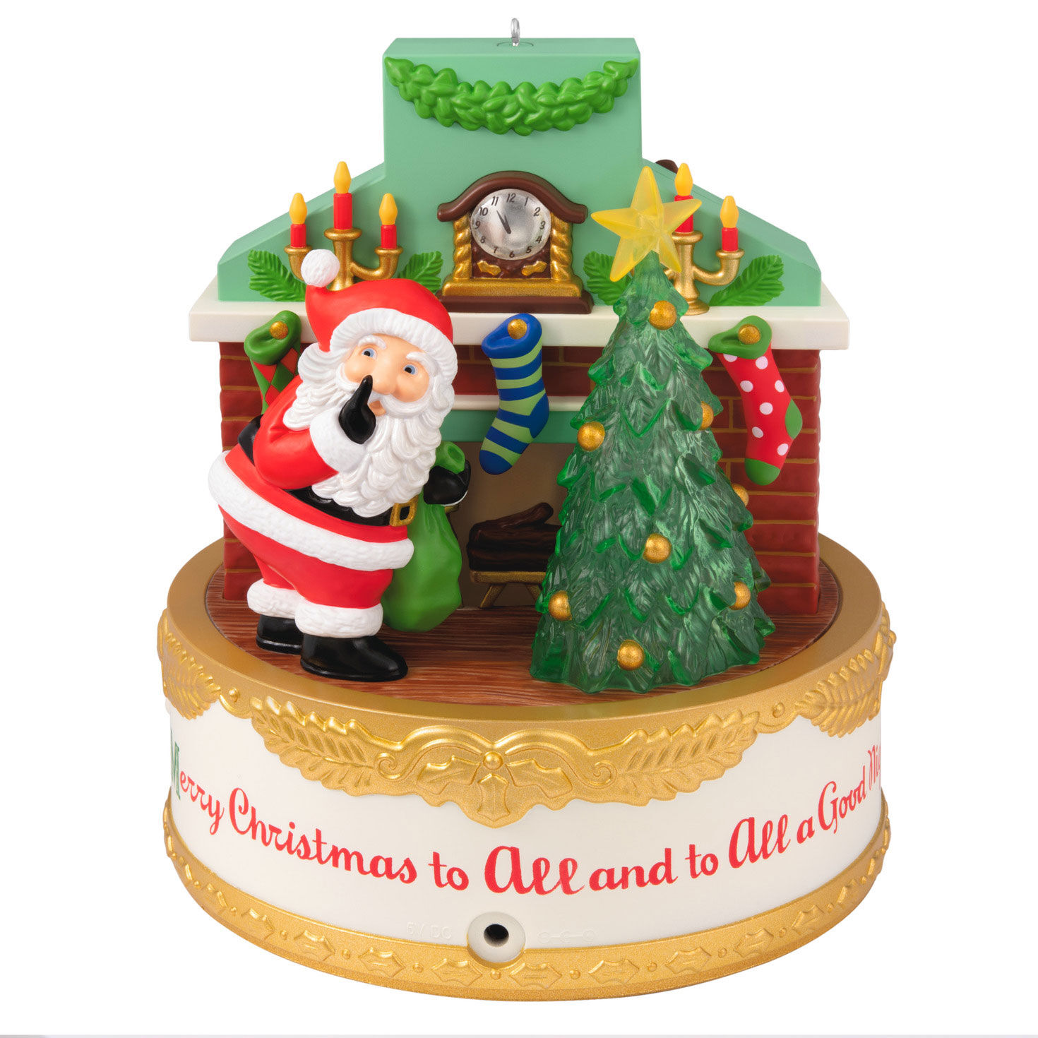 Santa at Chimney and Bedroom Keepsake Ornament Back image number 2