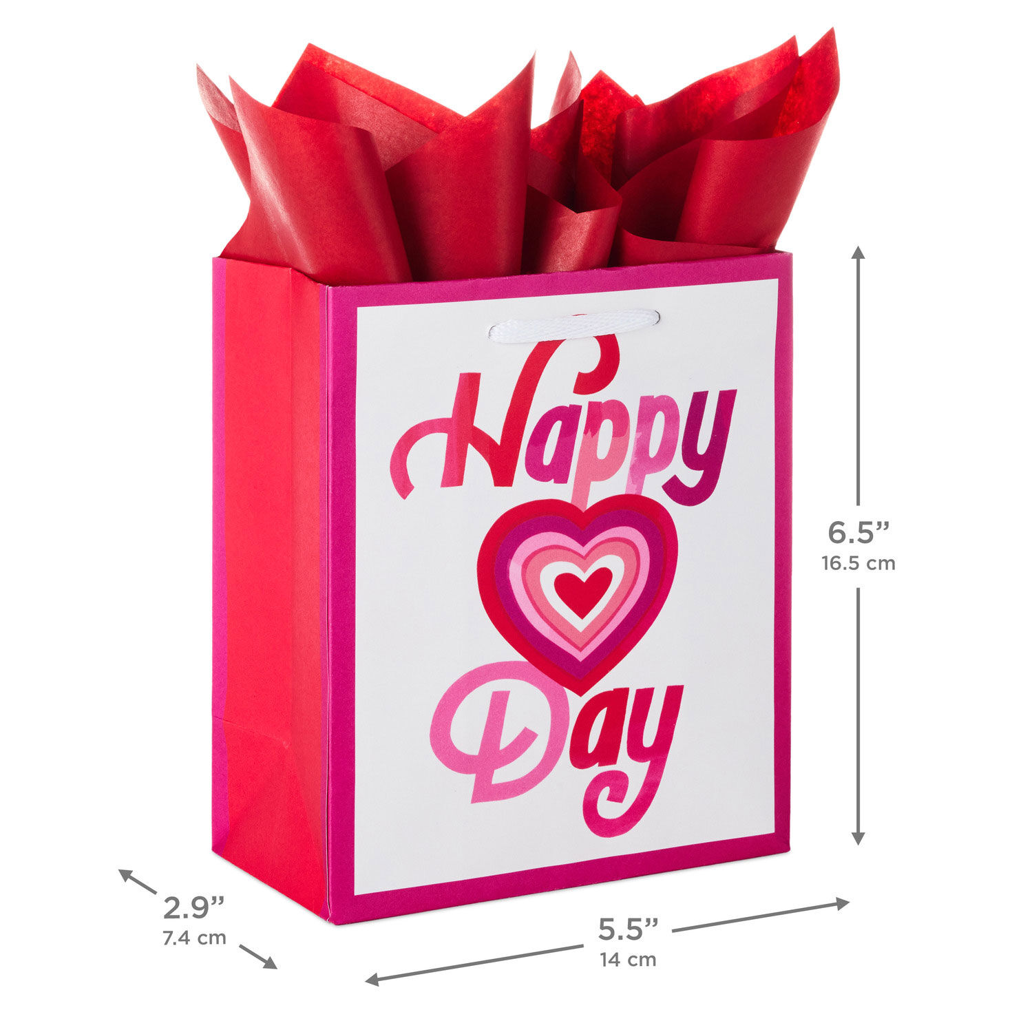 Small Valentine's Day Gift Bag With Tissue Paper Measurement image number 3