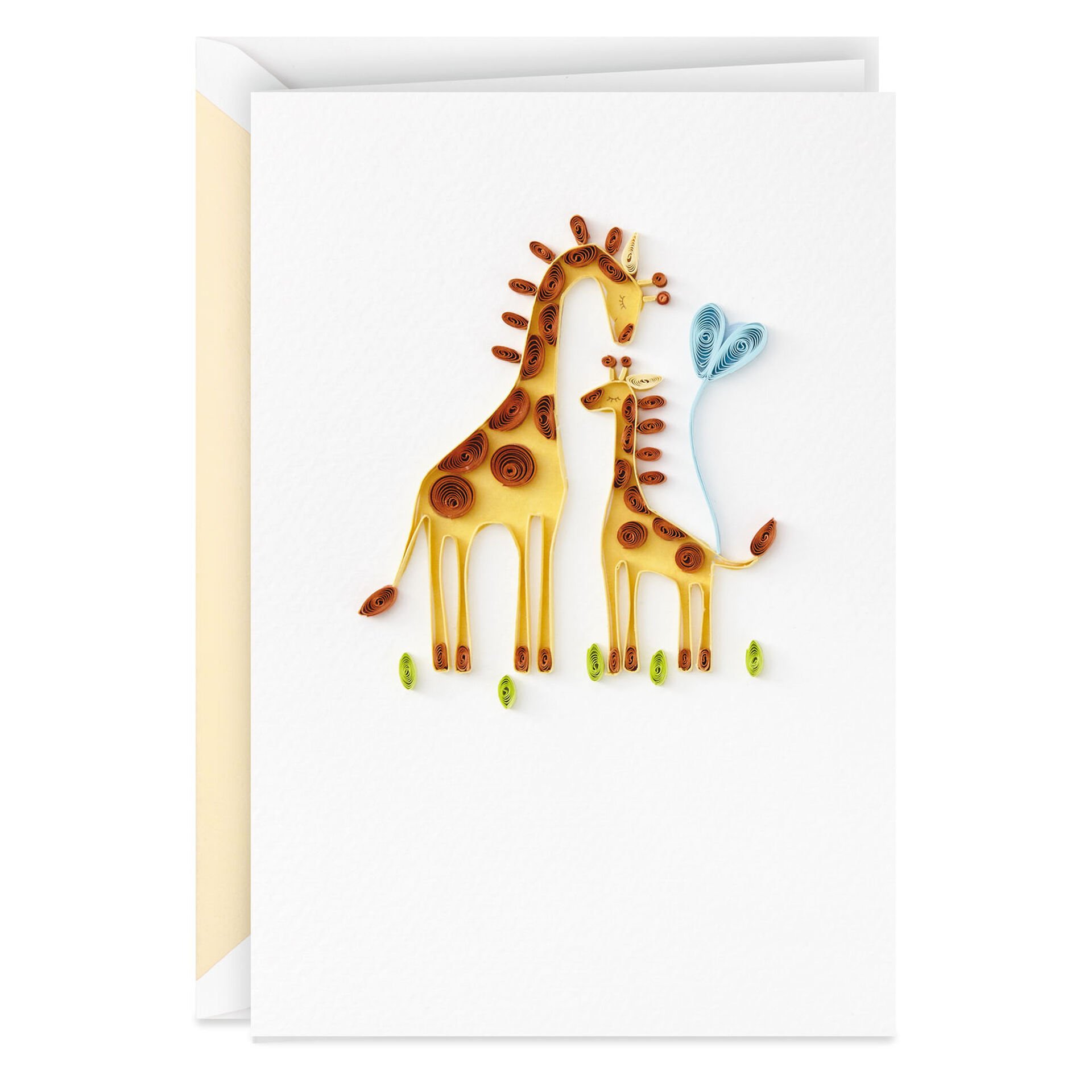 Giraffes and Heart Quilled Paper Handmade New Baby Card Greeting