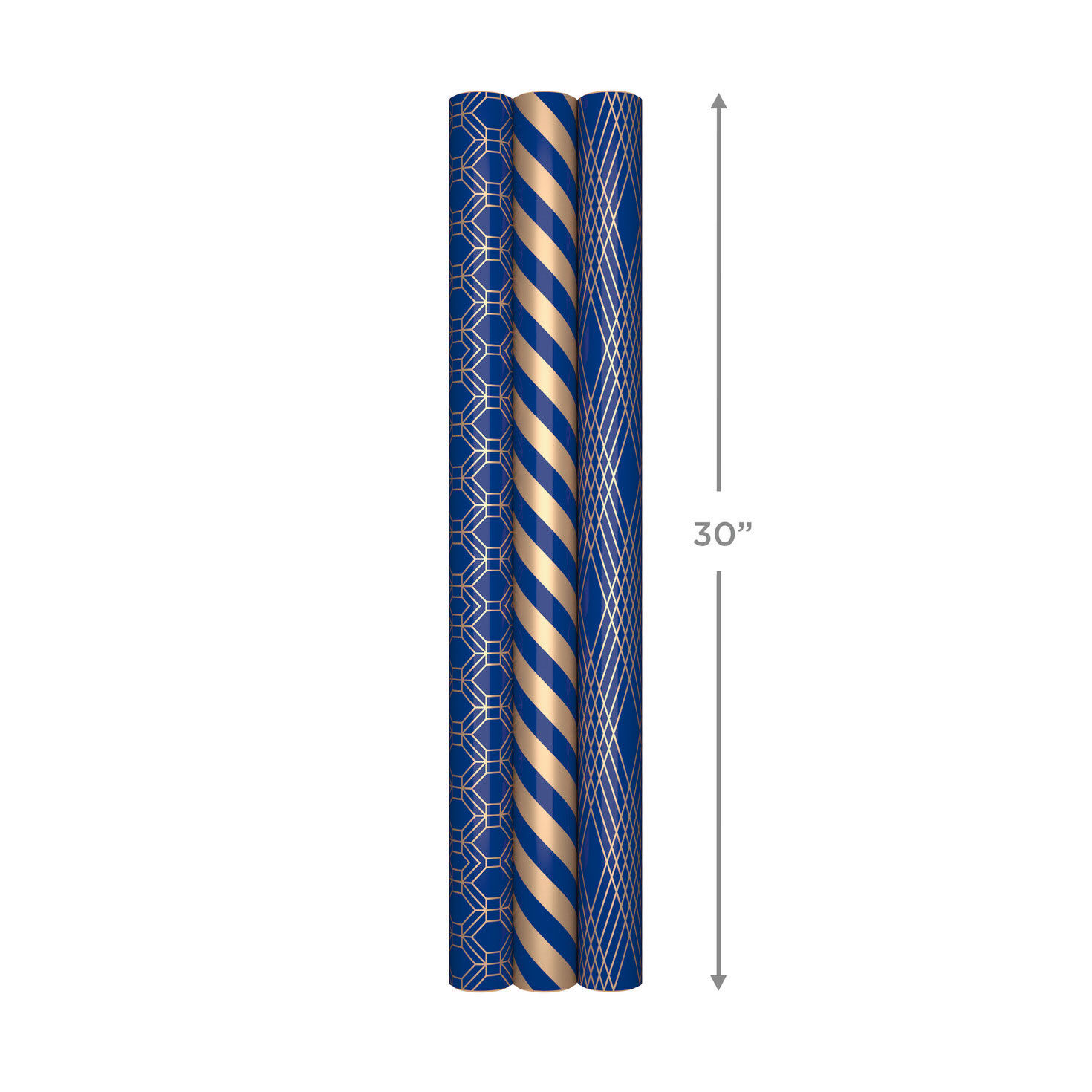 Navy and Gold 3 Pack Wrapping Paper 105 sq. ft. total Wrapping