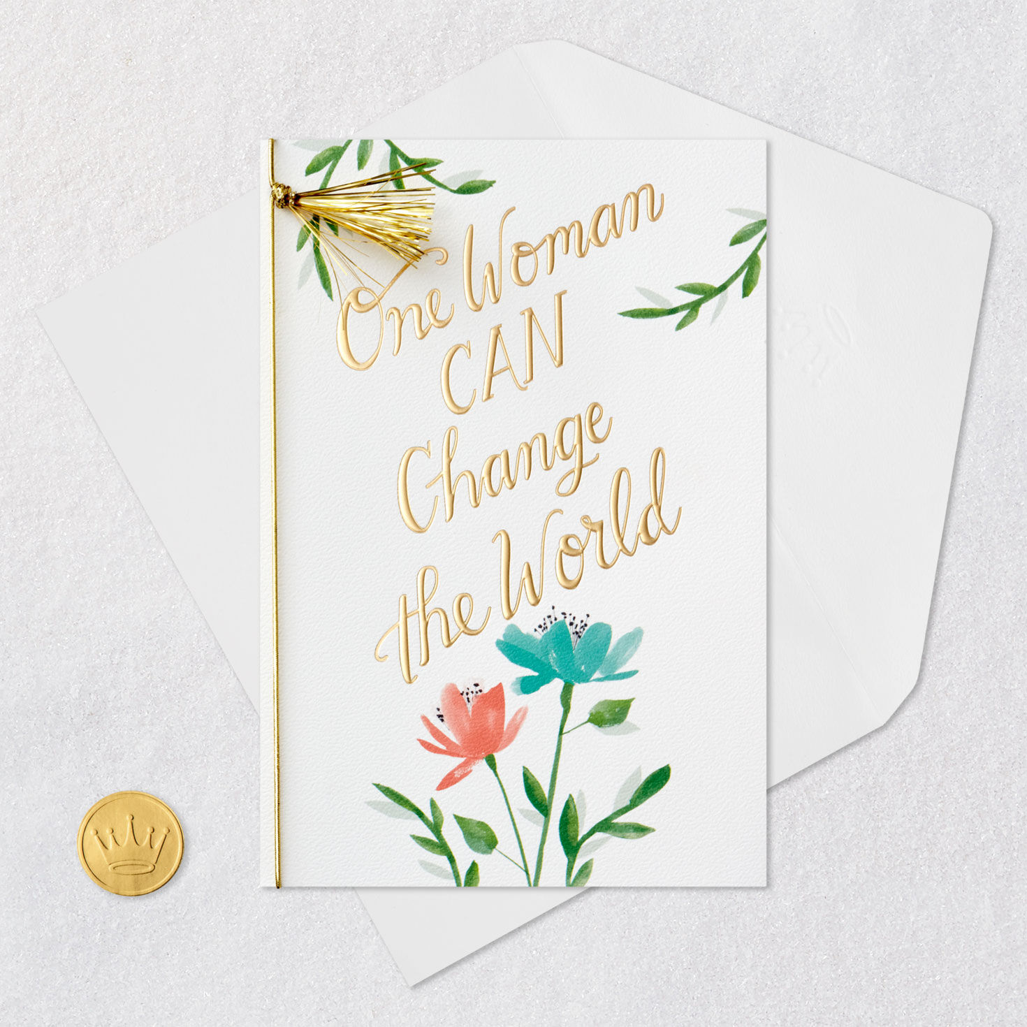 Watercolor Flowers Graduation Card for Her card front with envelope and gold seal image number 6