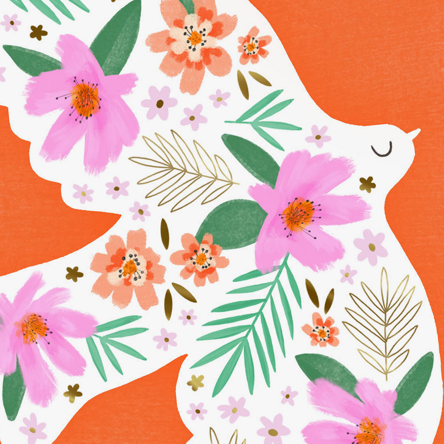 Floral Dove Blank Card Card Front Detail image number 3