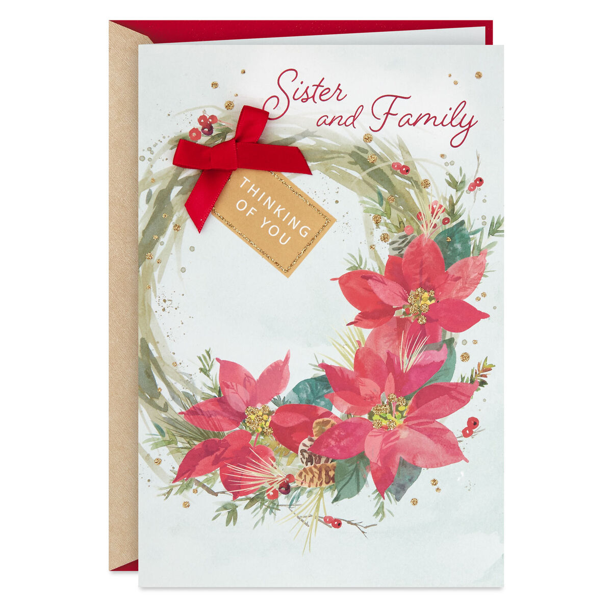 Thinking of You Christmas Card for Sister and Family  Greeting Cards