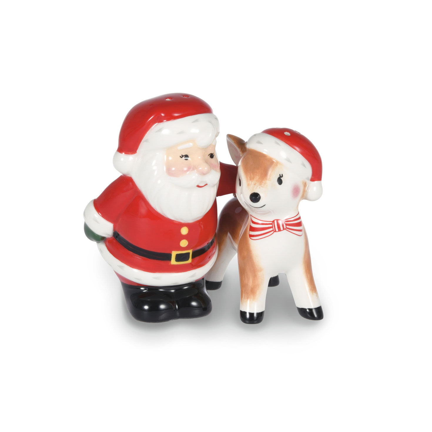 Santa and Reindeer Salt and Pepper Shakers, Set of 2