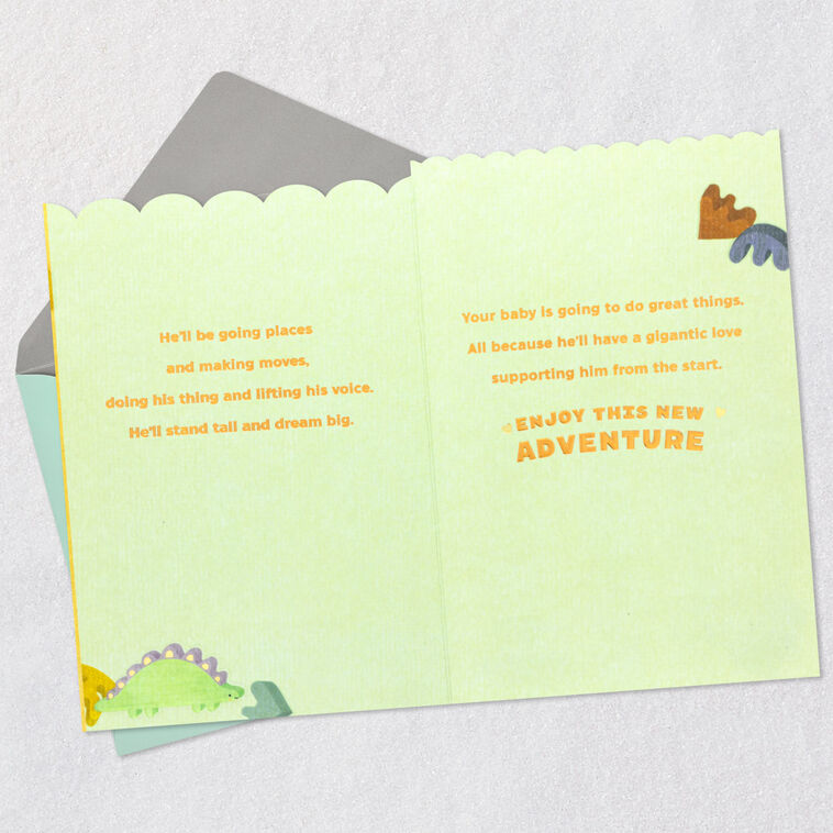 Cute Dinosaurs New Baby Boy Card Open card with envelope image number 4
