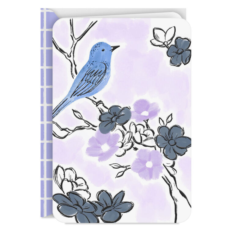 Bluebird on Flowering Branch Blank Card
