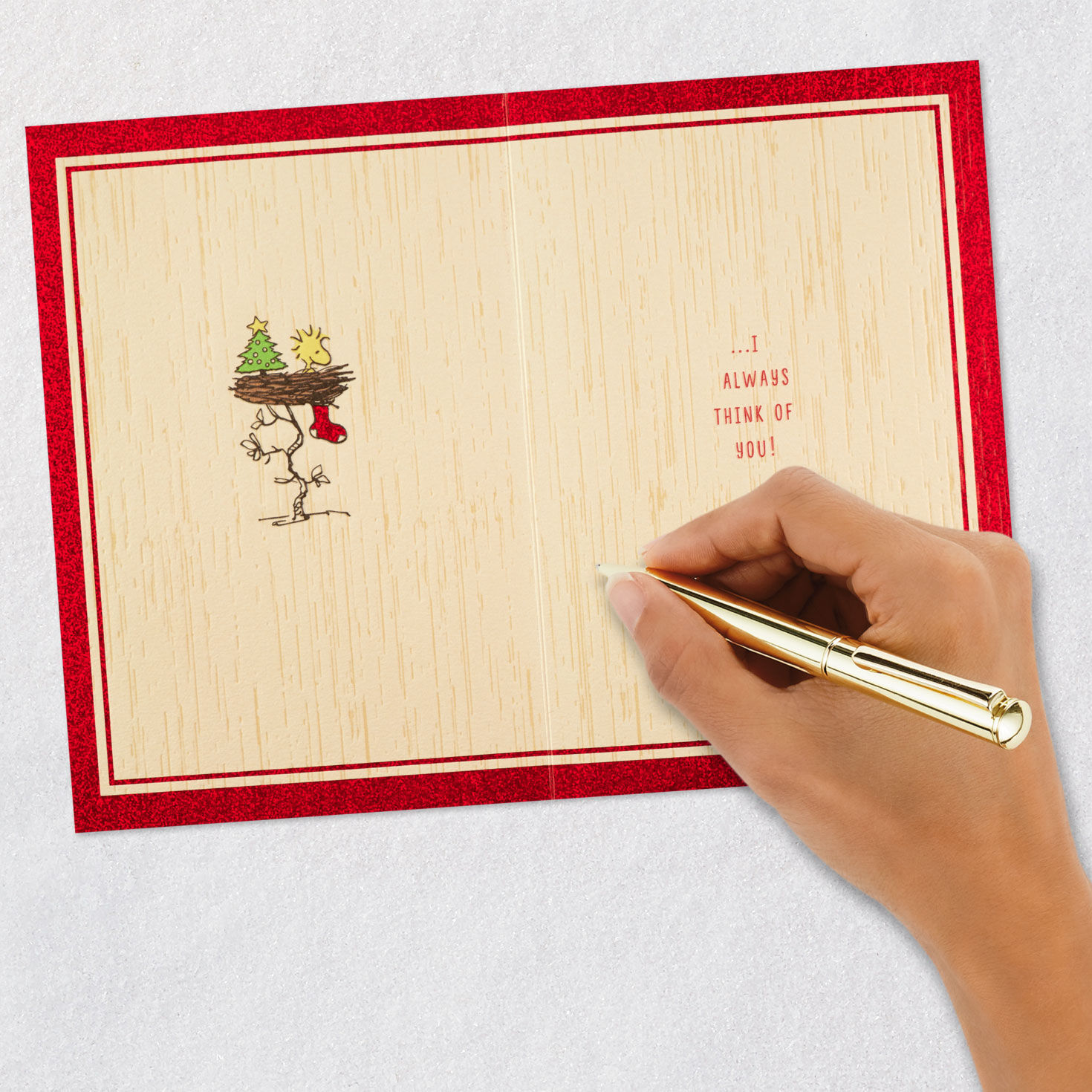 Snoopy and Woodstock Tree Christmas Card Signing card image number 6