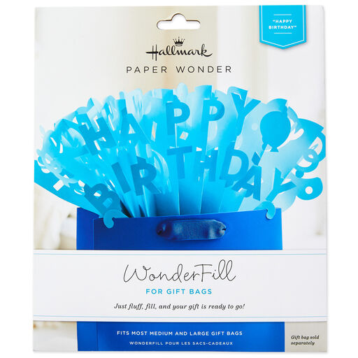 Blue Happy Birthday WonderFill Paper Gift Bag Topper, 