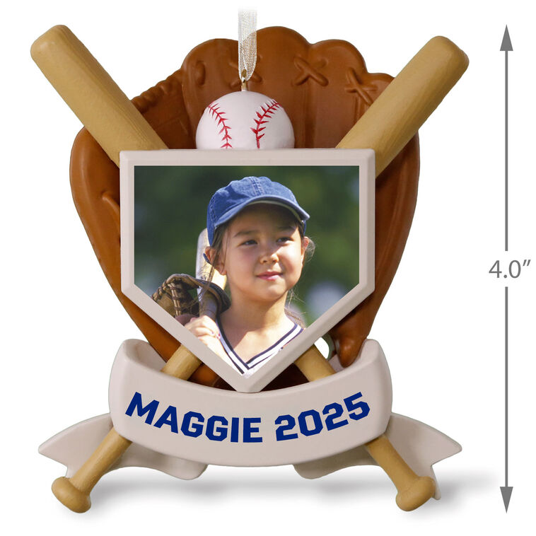 America's Pastime Baseball Personalized Ornament, Custom Photo and Text  image number 3