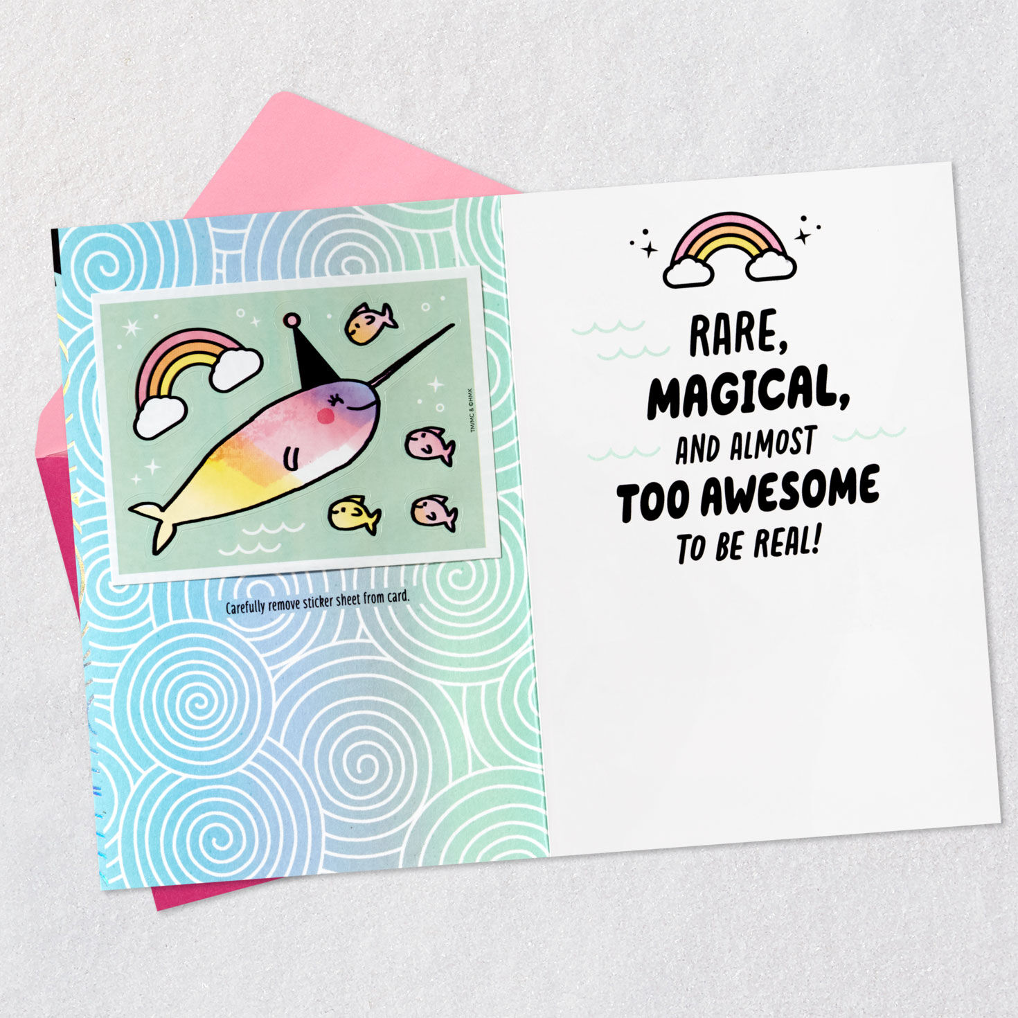 Narwhal 9th Birthday Card for Kid With Stickers, , large image number 3