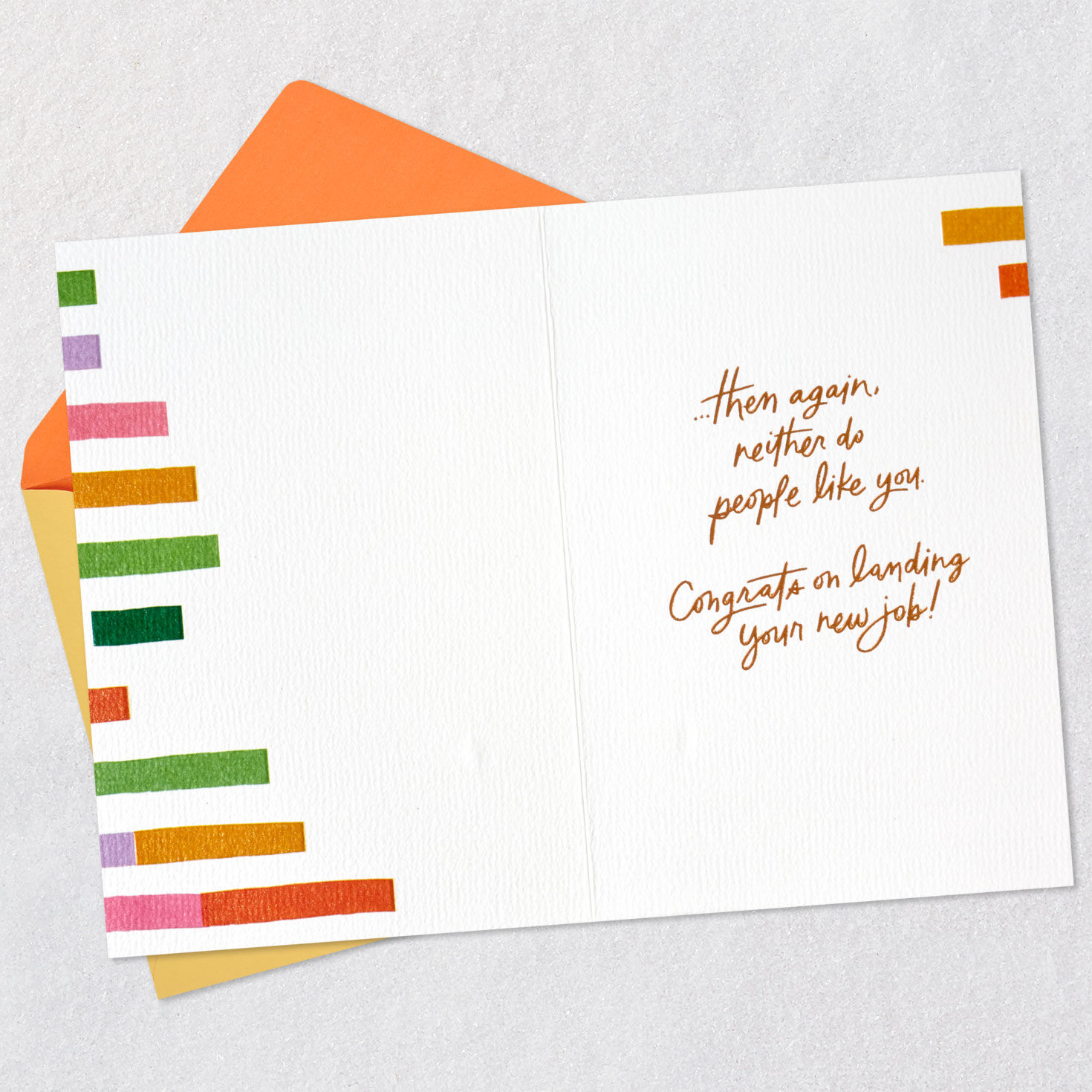 Color-Block Stripes New Job Congratulations Card Open card with envelope image number 3